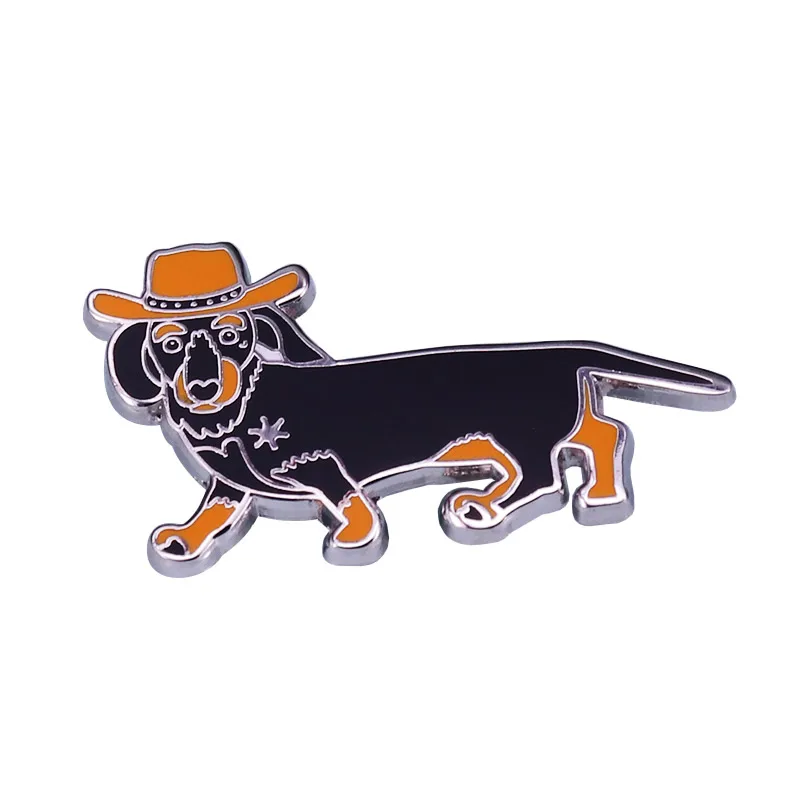Get Along Little Doggie Brooch Cowboy-themed Dachshund Pin