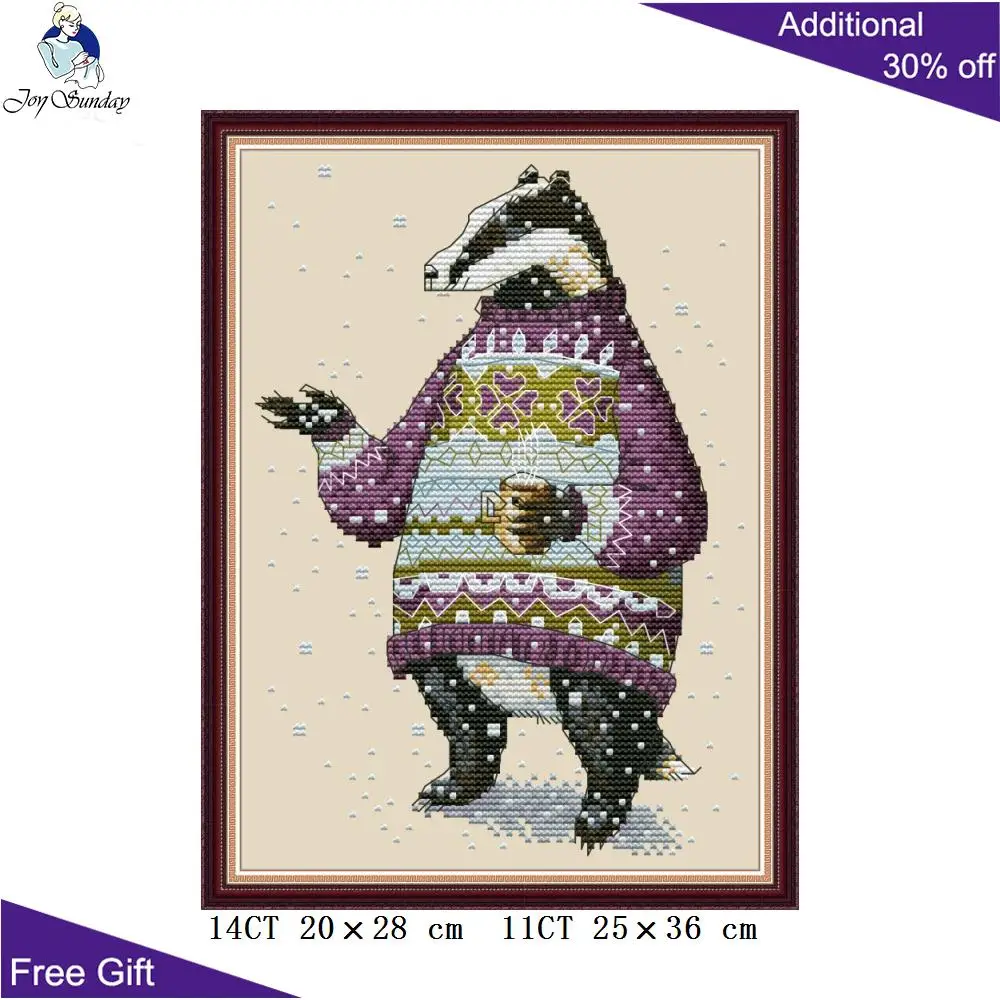 Joy Sunday Барсук крестиком DA315 14CT 11CT Счетный и штампованный изделия с вышивкой для
