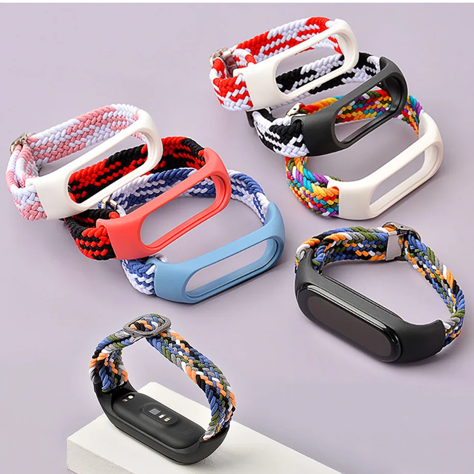 

Регулируемый эластичный тканый ремешок для Xiaomi MI Band 6 5 4, спортивный дышащий сменный Браслет для смарт-часов, Аксессуары для браслета