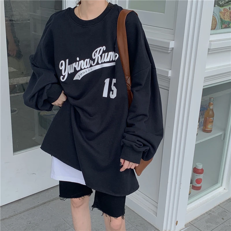 

Новое поступление на раннюю осень, корейская модная одежда, пуловеры с принтом, большие размеры, толстовки, Женская Эстетическая одежда, оде...