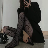 lace tights women sexy lingerie suspenders high waist fishnet bow full body footed pantyhose open hollow leopard long stockings