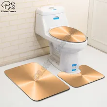 Golden metal solid color pattern 3D printed Bathroom Pedestal Rug Lid Toilet Cover Bath Mat Set drop shipping style-3 Golden metal solid color pattern 3D printed Bathroom Pedestal Rug Lid Toilet Cover Bath Mat Set drop shipping style-3