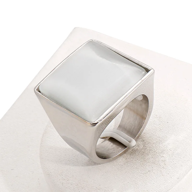 

Модные ювелирные кольца из нержавеющей стали с драгоценными камнями для мужчин и женщин Серебряный титановый обручальный браслет