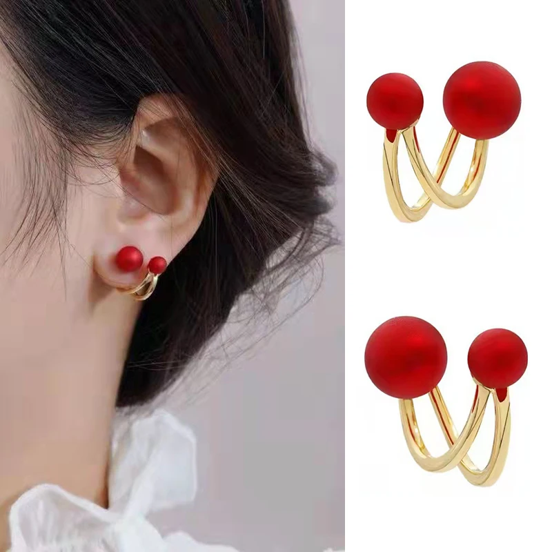 Дизайнерские Соблазнительные многофункциональные серьги с красным жемчугом