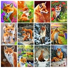 5D алмазная живопись сделай сам, квадратная лиса, Набор для вышивки крестиком, Алмазная мозаика, искусство, картина, подвесная живопись, украшение для дома