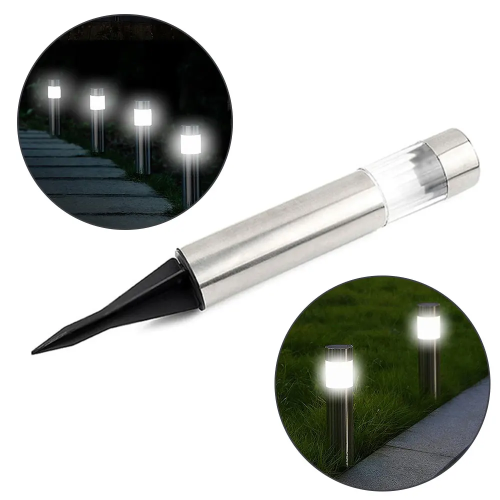 Нержавеющая сталь Светодиодная лампа для лужайки на солнечной батарее Открытый