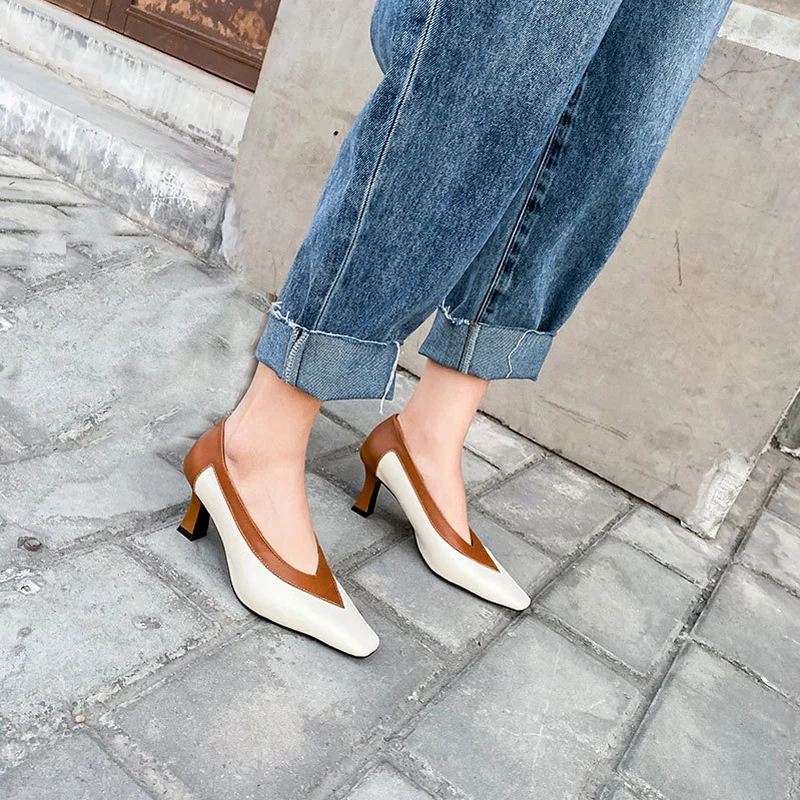 Босоножки Teahoo женские с квадратным носком модные повседневные туфли на высоком