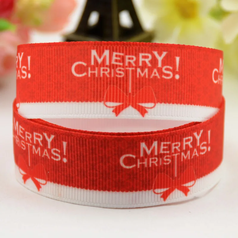 

1"25mm, 1-1/2" 38mm 100yards Merry Christmas Cartoon Printed Grosgrain Ribbon Christmas Art Craft Christams Decoration