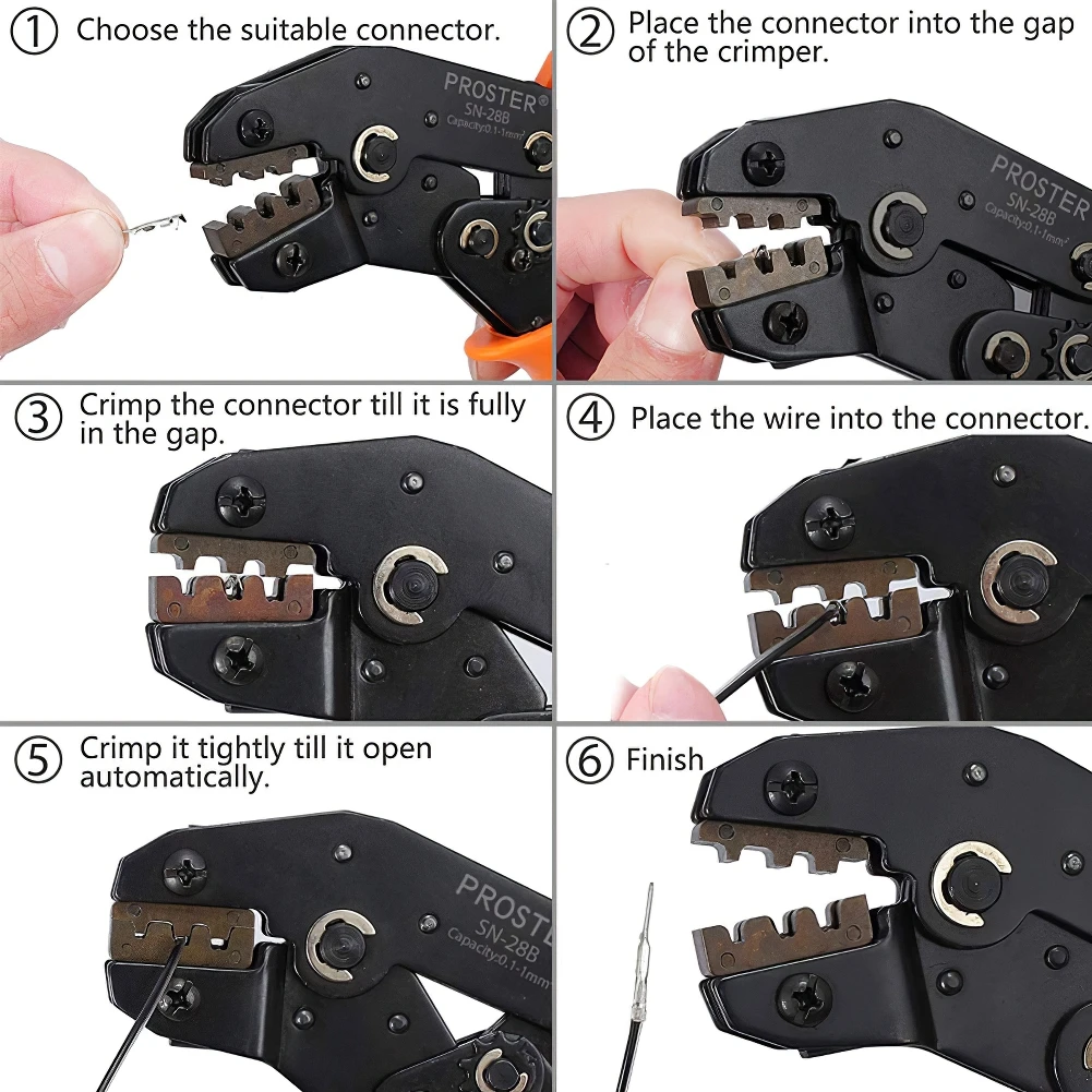 

SN-28B Dupont Crimping Tool Pliers Wire Crimper Tool Insulated Wire Terminals Connector Adjustable Ratcheting Type Crimper Handy