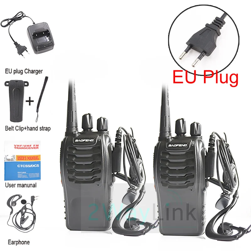 

Walkie Talkie BF-888S Two-way Radio 5W Portable Radio UHF 400-470MHz 16CH Comunicador Transmitter Radio Stations USB/EU