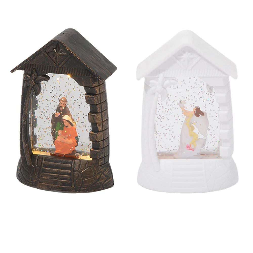 

Christmas Decorations Jesus Wind Lantern Lamp With Jesus Ornaments LED Light Festival Scene Adornment Holiday Party Home Decor