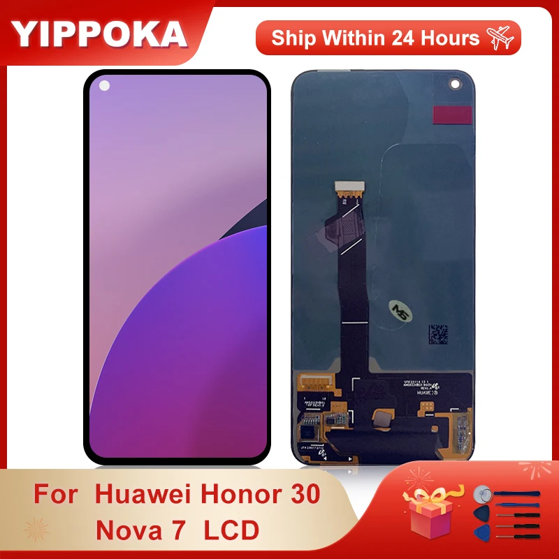 Pantalla LCD t&aacute;ctil de 6,53 pulgadas para m&oacute;vil, piezas de repuesto de digitalizador para Huawei Honor 30, NOVA 7, BMH-AN10 Nova 7-0