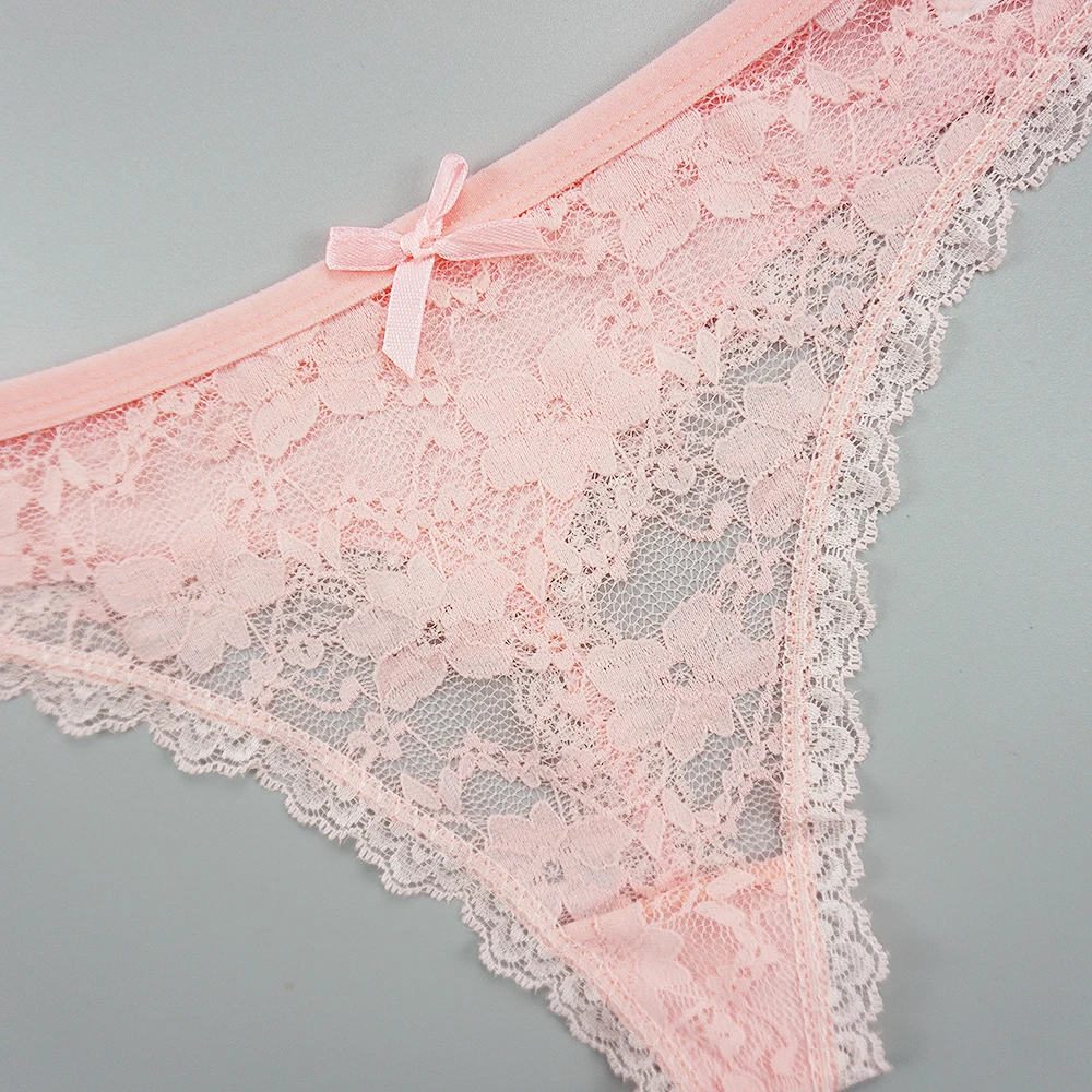 

6pcs/lots Woman Thongs Sexy Underwear Transparent Lace Panties for Women Seamless Tangas Strings Dropshipping Low Rise Underwear