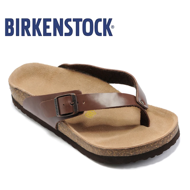 Мужские Пляжные шлепанцы Birkenstock летние слиперы 808 Arizona кожаные сандалии унисекс