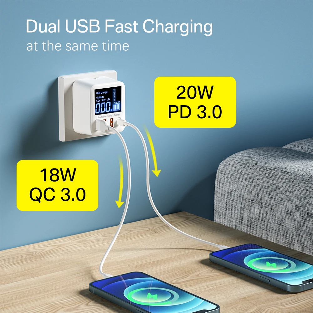 40w usb charger qc3 0 pd fast charger wall travel mobile phone charger usb c charger adapter for iphone 13 11 12 x xiaomi huawei free global shipping