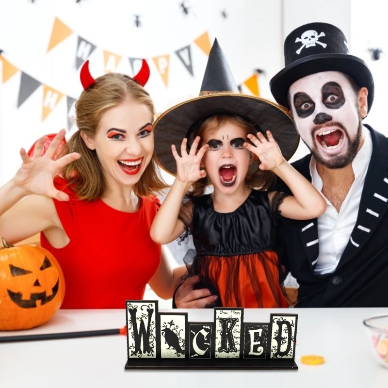 Ворона паутина на Хэллоуин деревянные настольные украшения креативный Декор для