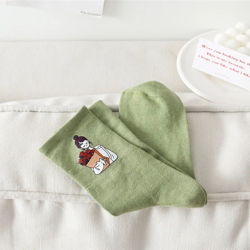 

happy Harajuku Cartoon Women Korean Fashion Printing Girl Winter Cute Cotton Comfortable Socks Kawaii Funny Gifts for Sock
