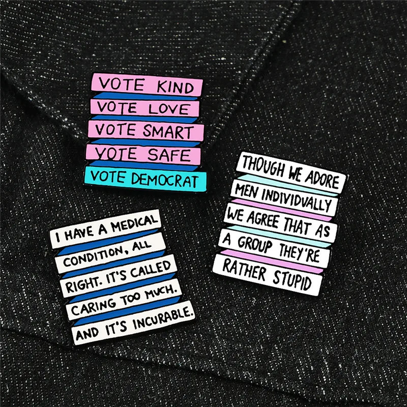 Брошь с буквами из мультфильма VOTE KIND медицинская креативная эмалированная