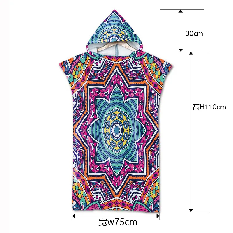 

Microfiber Ponchos Adult Bath Towels Beach Towel Changing Bathrobe Cloaks Hooded Swimming Pool Gym Fitness Bath Towels