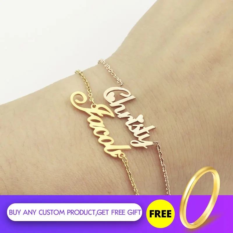 Пользовательский именной браслет для женщин из нержавеющей стали Pulsera персонализированные ювелирные изделия мужские золотые браслеты Рождественский подарок для лучшего друга