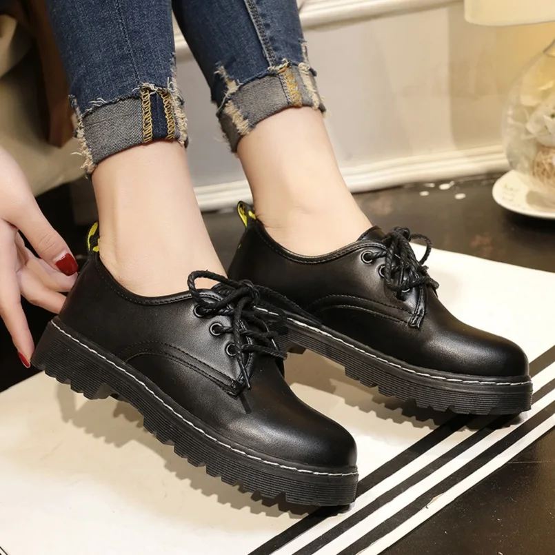 Cresfimix mocasines mujer teenager high quality black height increased autumn shoes women fashion spring lace up a5502 | Обувь