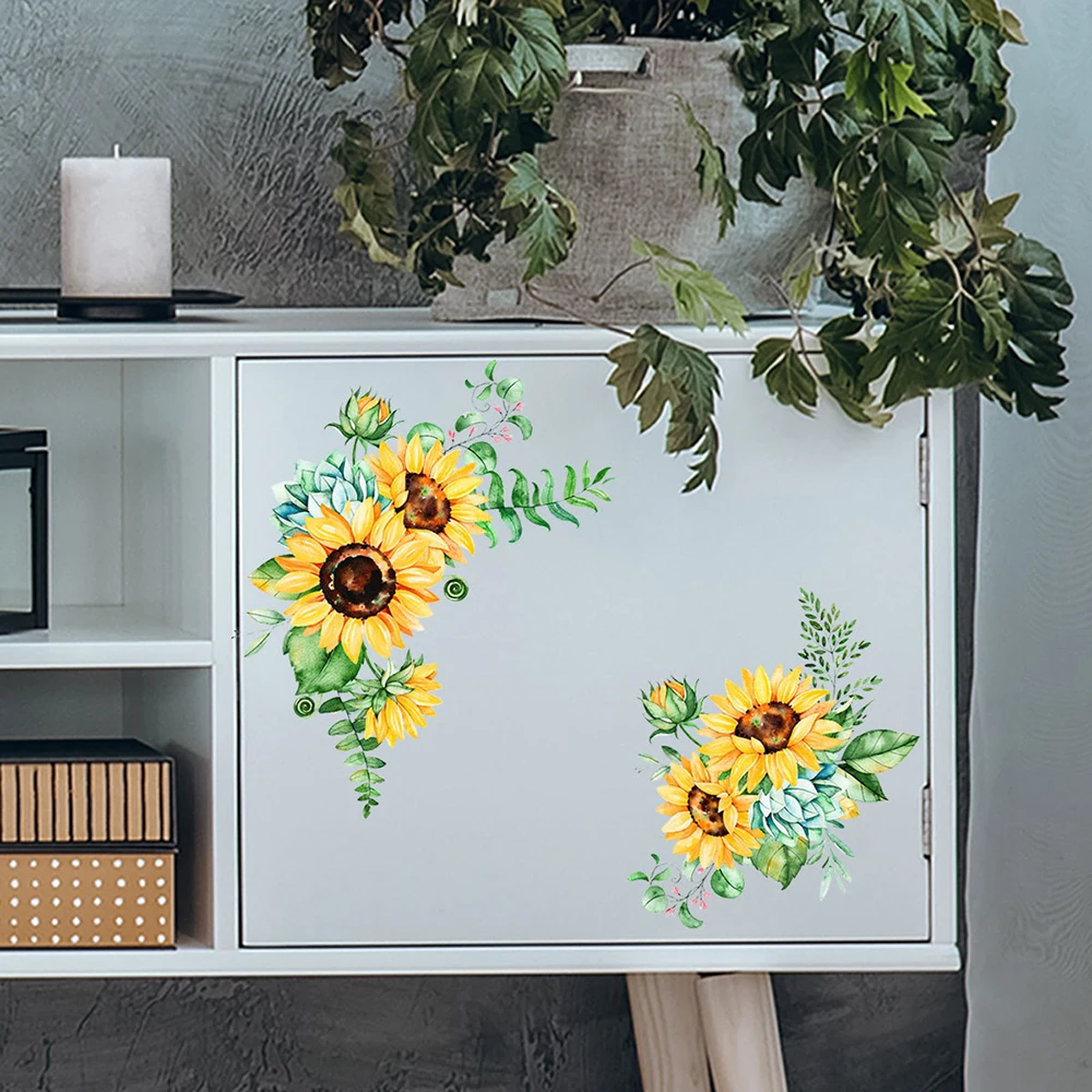 

Removable Sunflower Wall Sticker Kitchen Waterproof Decals Home-Decor For Any Smooth Flat Dry And Dustless Area