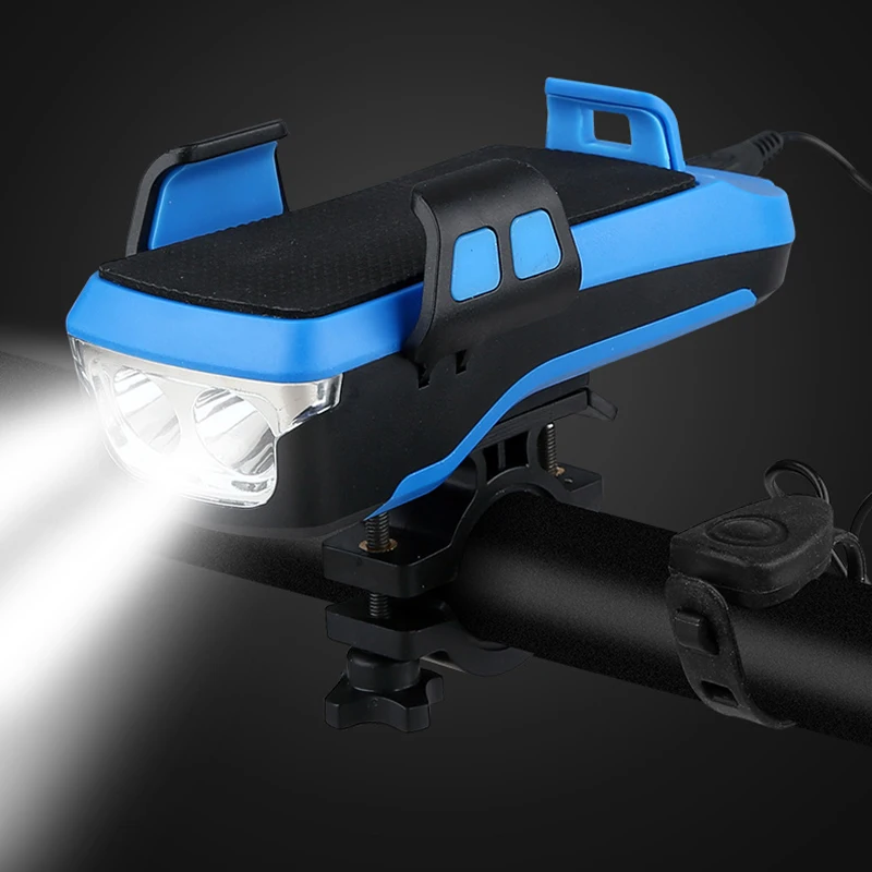 

Bike Front Headlight Ultralight Waterproof Flashlight USB Rechargeable Solar Horn Phone Holder LED Cycling Lamp mobile power
