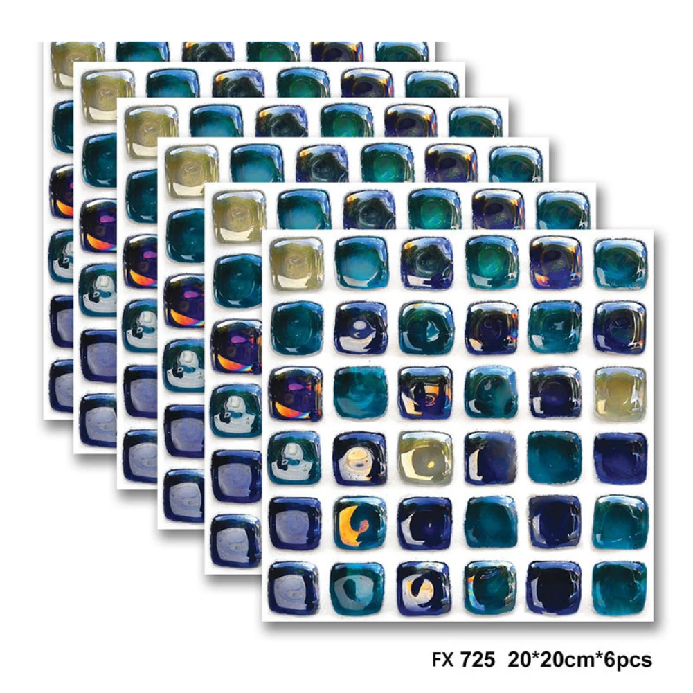 6 PCS Self-adhesive 3D Mosaic Wall Stickers European Simulation Geometric Tile Living Room adesivo de parede | Дом и сад