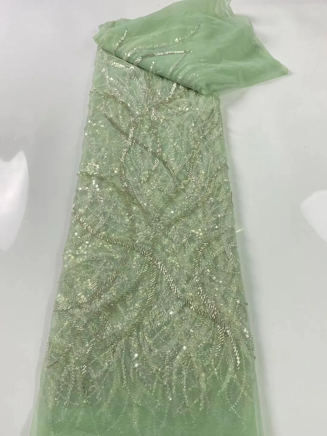 

African Laces 2021 High Quality Embroidered Sequins Beads Fabric French lace Embroidery Lace Luxury For Party Dress