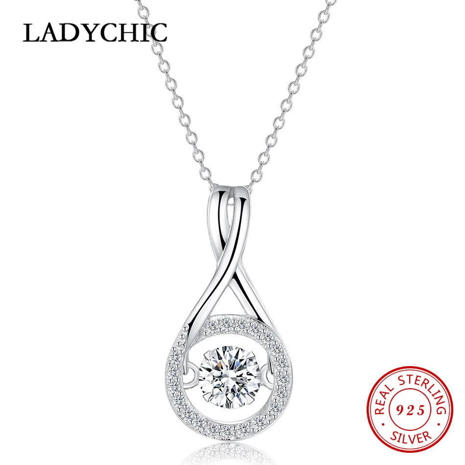 

LADYCHIC 2019 New Design Authentic 100% 925 Sterling Silver Austrian Crystal Necklaces Pendant Women Fashion Jewelry LNS1030