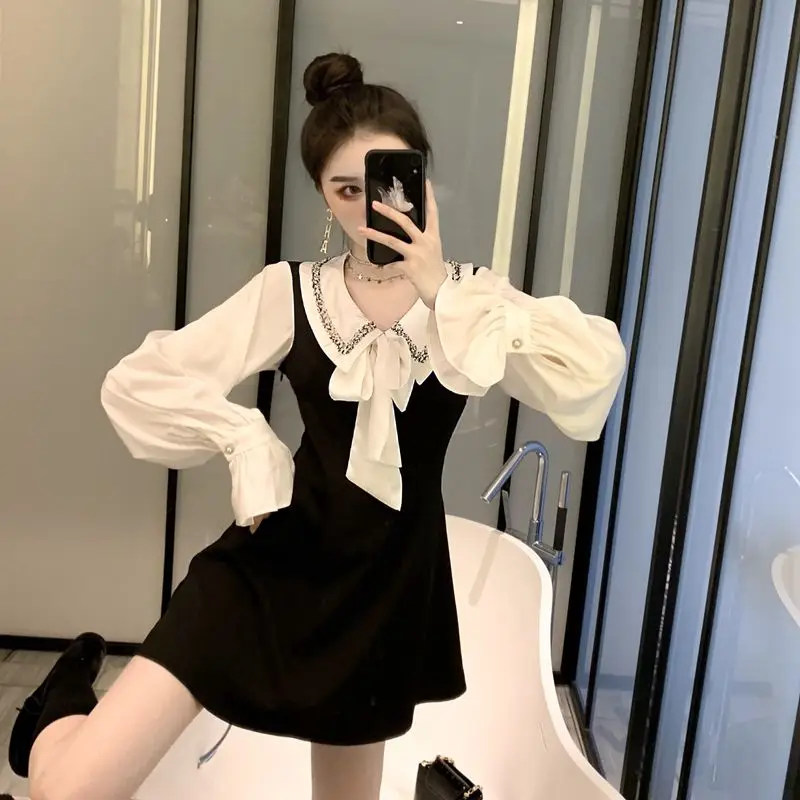 Весенне осеннее женское платье с длинными рукавами новое модное милое