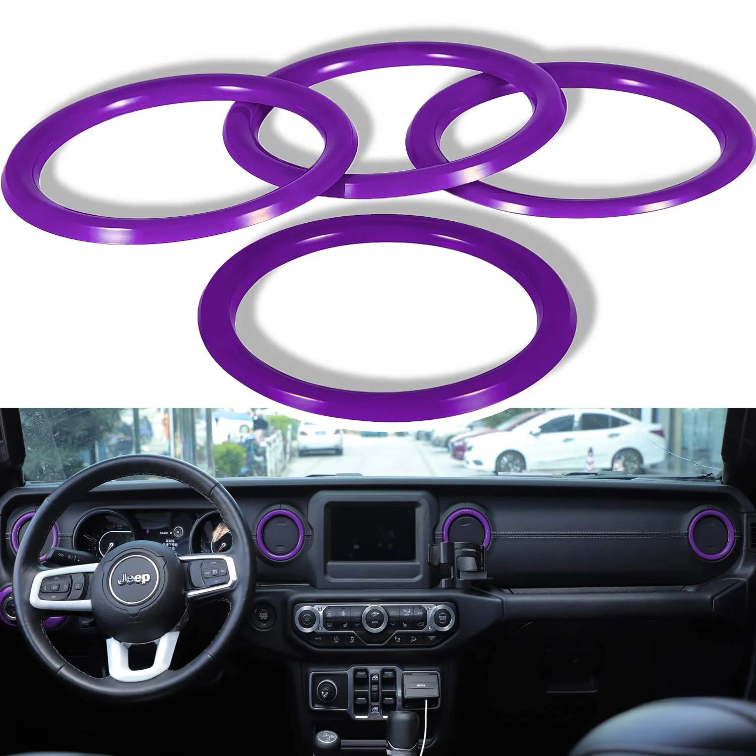 

Chuang Qian Air Conditioner Vent Outlet Cover for Jeep Wrangler JL JLU Sahara Gladiator JT 2018-2021 Purple