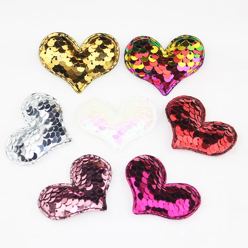Аппликации с блестками в форме сердца для одежды и сумок 4*5 3 см 28 шт.|Заплатки| |