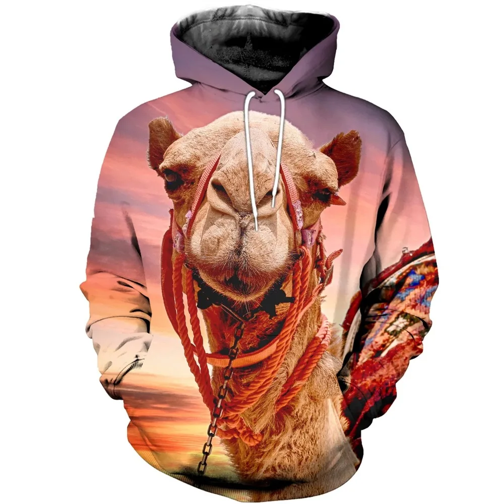 

Fashion Men Hoodies Animal Camel / shark / parrot 3D Printed Hooded Sweatshirt Unisex Casual Pullover