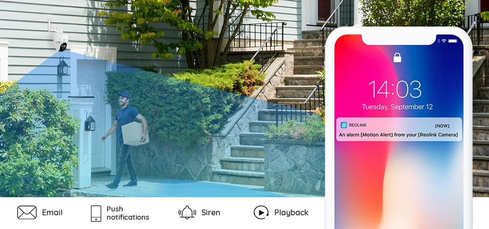 Reolink 1080p наружная батарея камера wifi Pan& Tilt удаленный доступ на солнечных батареях Argus PT и солнечная панель