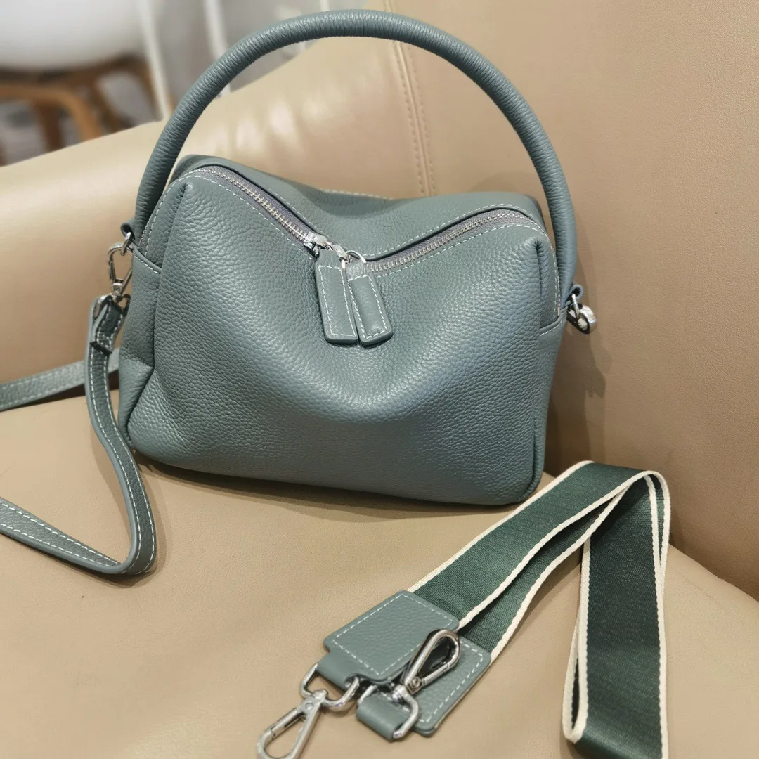 

CHSANATO Trendy Small Cross Shoulder Bag Women's Real Cow Genuine Leather Boston Ladies Small Messenger Crossbody Pillow Bags