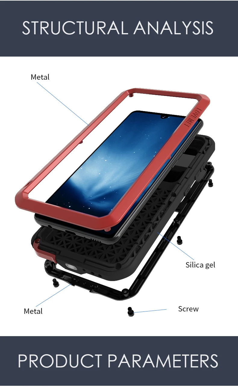 

LOVE MEI For Samsung Galaxy A41 Case Shock Dirt Proof Water Resistant Metal Armor Cover Phone Case For Galaxy A41 Gorilla Glass