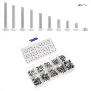 340 шт.лот нержавеющая сталь M3 полукруглая головка шестигранный винт болт гайка набор инструментов для ремонта
