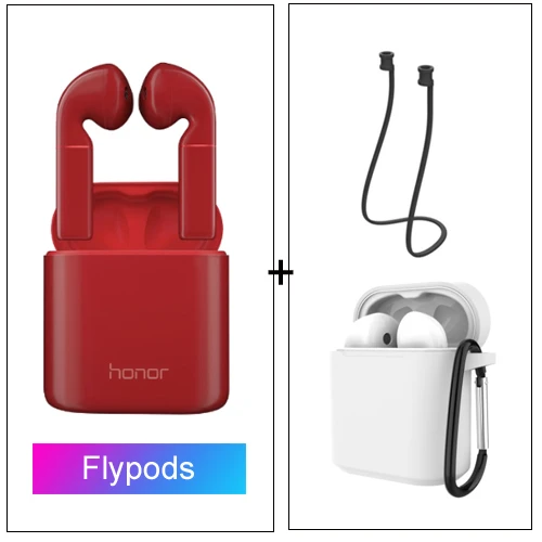 Red add case rope Huawei Honor Flypods Беспроводные Наушники Hi-Fi TWS Bluetooth наушники водонепроницаемые IP54 управление беспроводным зарядным устройством - Цвет: Red add case rope