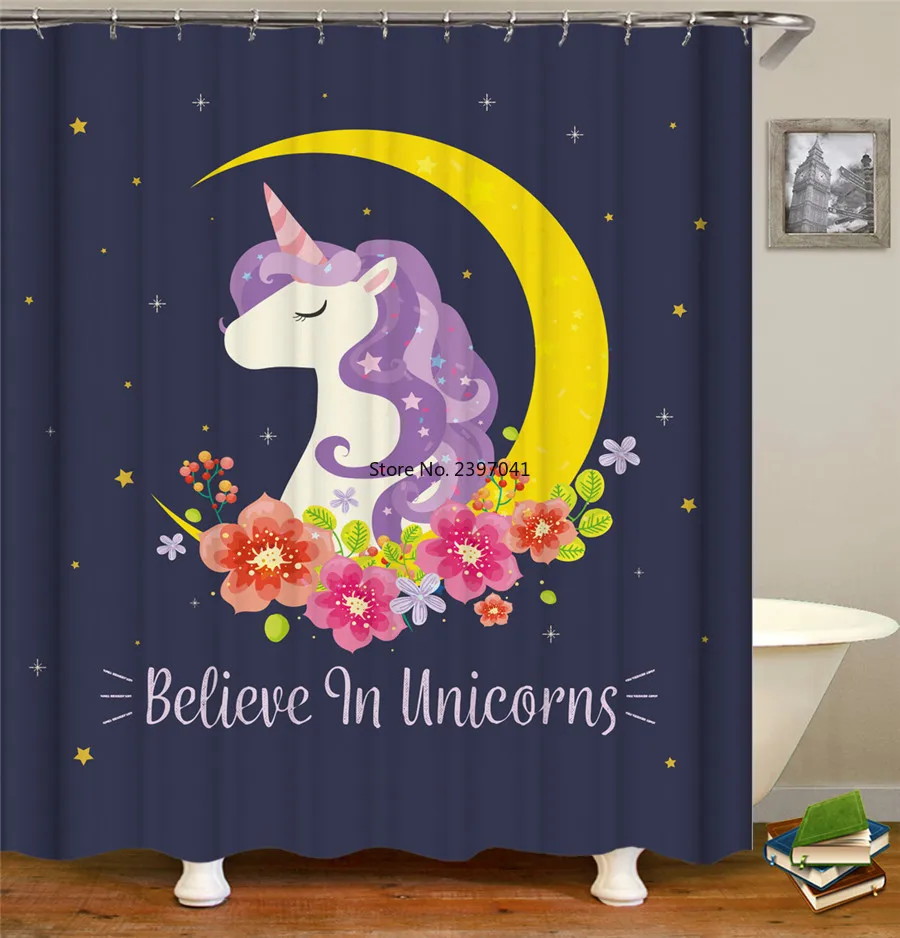 

Bathroom Curtain Childs Cartoon Pattern Decor Waterproof Polyester Shower Curtains Cute Animal Curtain 150*180cm & 180*180cm
