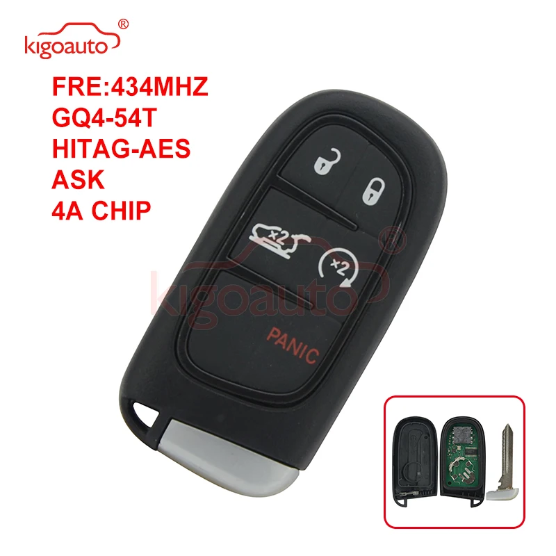 Умный ключ Kigoauto для Dodge chrysler Jeep cherokee 2014 2015 2016 2017 без ключа GQ4 54T входа 5 кнопок 433 МГц