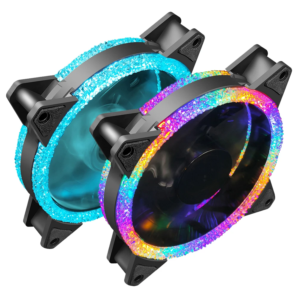 

Quiet Computer Fans 120mm PC Computer Case LED Fan 12cm Mute 12V 4pin Heatsink Cooling Cooler Silent Fan RGB Double Halo Rainbow