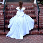 Платье для первого причастия, крещения, белое Цветочное платье для девочек, детское платье на день рождения для девочек со шлейфом