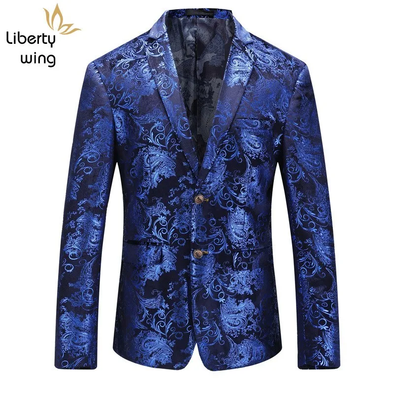 Вечерние блейзеры с цветочным принтом золотого цвета для свадьбы Мужской