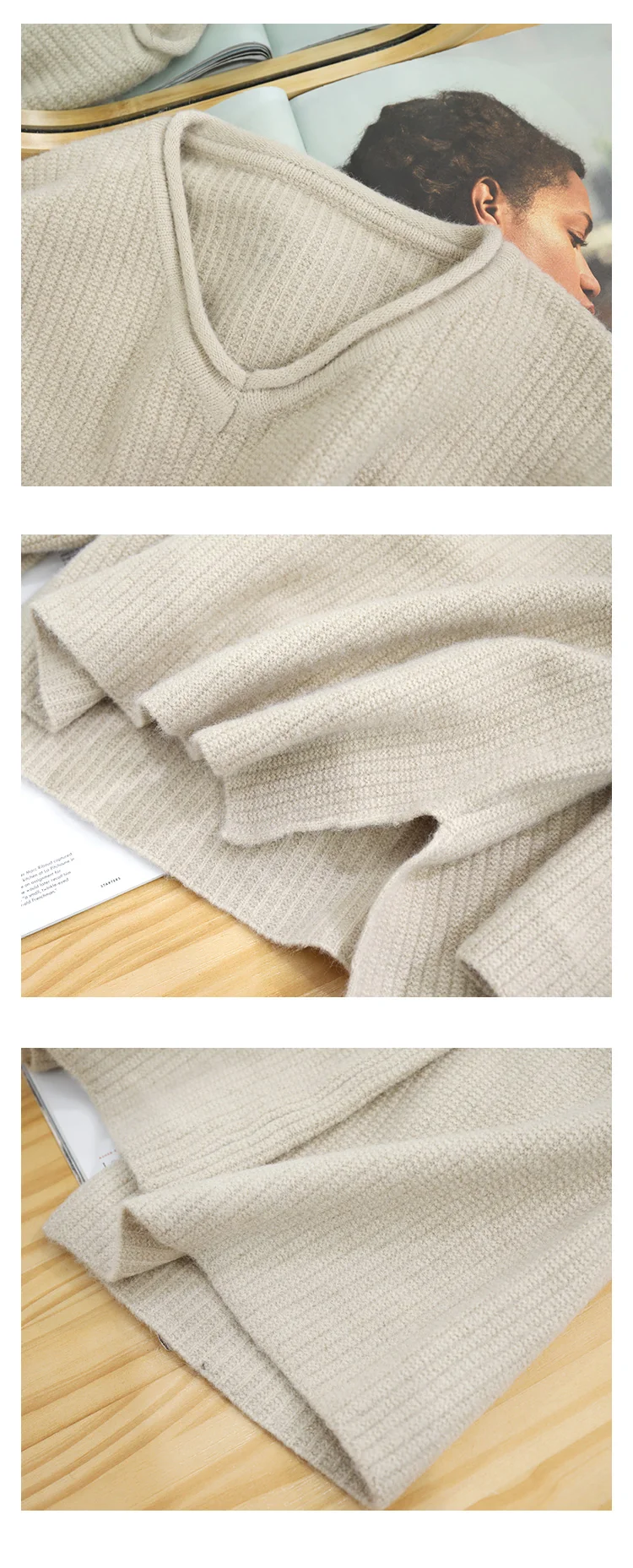 Women's new fashion suit solid color V-neck sweater with high waist knit wide leg pants two piece set top and pants