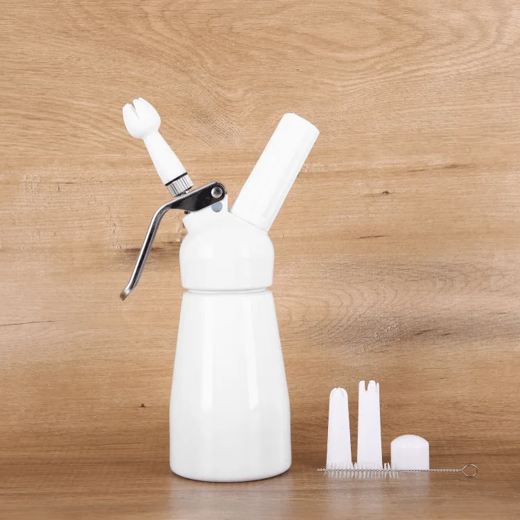 Dispensador de crema batida de 250ml, pistola con boquillas, aleaci&oacute;n de aluminio, Espumador de crema profesional en 10 colores, herramienta de decoraci&oacute;n-4