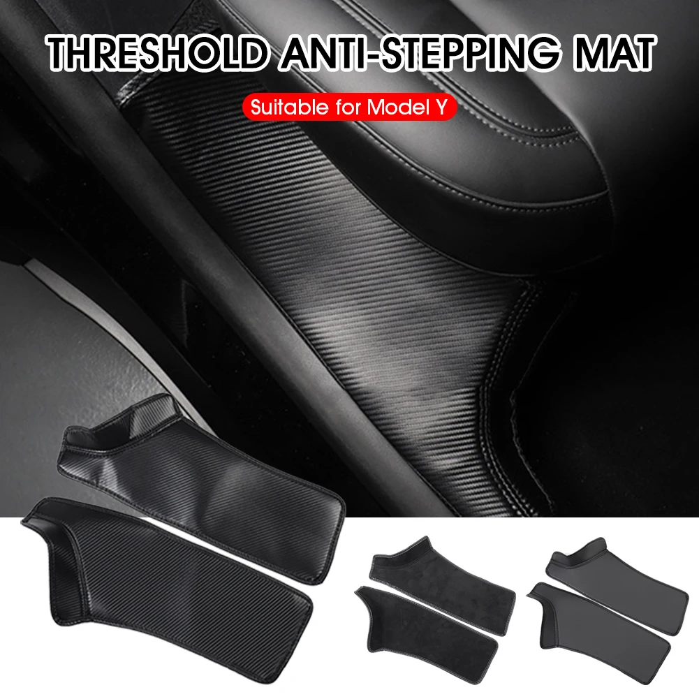 

New Car Door Sill Protector Leather Sill Plate Protector for Tesla Model Y Sill Scuff Plate Guard Door Entry Scratch Protector