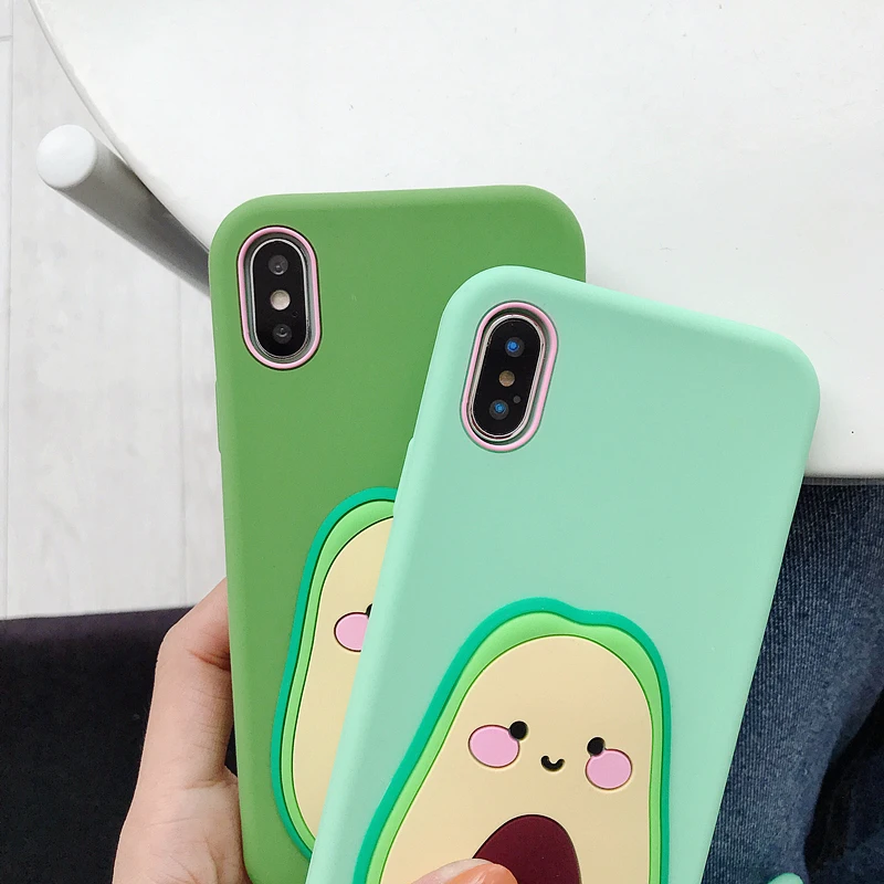 Забавный чехол для телефона авокадо IPhone 7 8 6 6s Plus X XR XS Max Модный милый 3D с