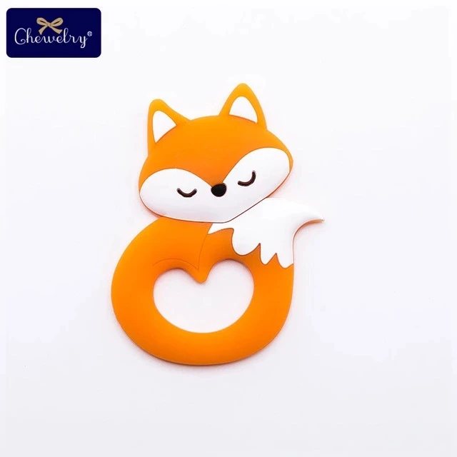 Orange fox Новинка, 1 шт., детский медведь, силиконовый прорезыватель, ожерелье, силиконовый кулон для грызунов, BPA бесплатно, детская игрушка для кормления, пустышка, цепочка, крошечные стержни, товары, игрушки - Цвет: Orange fox