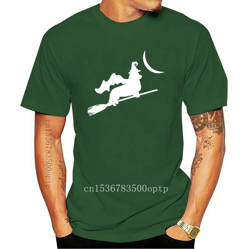 

New Corgi Witch Flying With Broom Silhouette Halloween Men T-Shirt S-3Xl Short-Sleeved Tee Shirt